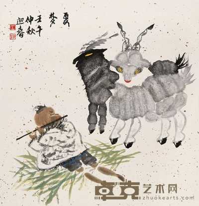 王迎春 2002年作 夏梦 立轴 68×68cm